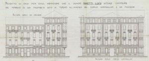 Facciate - progetto edilizio casa Minetti/Ceresa (ASCT PE I, cat. 1907/389)
