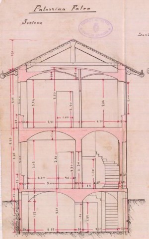 Sezione trasversale - progetto edilizio casa Società Cooperativa oer Abitazioni Civili/Gribodo (ASCT, PE I cat. 1904/208)