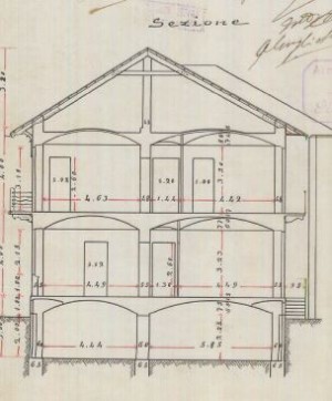 Sezione - - progetto edilizio casa Nota/Gribodo (ASCT, PE I cat. 1905/157)