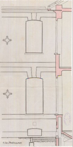 Particolare - progetto edilizio fabbricato Opera Pia di San Luigi/Mollino (ASCT, PE I cat. 1910/59)