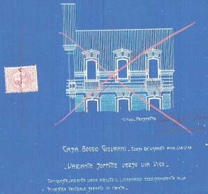 Variante soffitte verso via Vico - progetto edilizio casa Boggio/Mollino (ASCT, PE I cat. 1910/126)