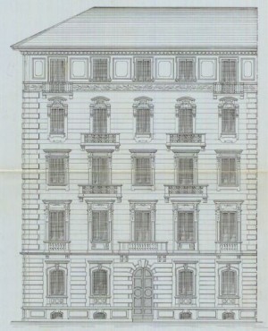 Facciata via Cibrario, 13 - progetto edilizio casa Florio/Velati-Bellini (ASCT, PE I cat. 1902/140)