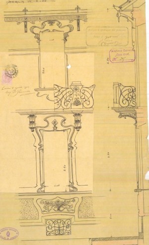 Particolare decorazione - progetto edilizio casa Giordanino/Saccarelli (ASCT, PE I cat. 1906/305)