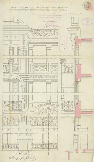 Particolare - progetto edilizio casa Marangoni/Donghi-Parrocchia (ASCT, PE I cat. 1904/3)