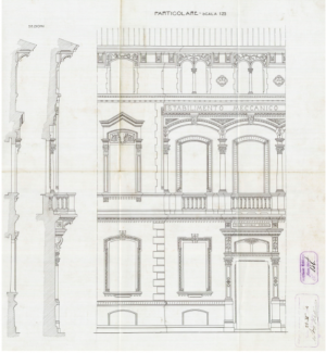 Particolari - progetto edilizio casa Zanelli/Benazzo (ASCT, PE I cat. 1904/156)
