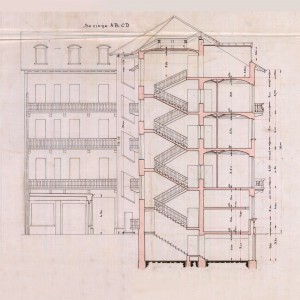 Sezione AB CD-progetto edilizio casa Florio/Ceresa (ASCT, PE I cat. 1910/385)