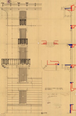 Particolare - progetto edilizio casa Blengini/Ceradini (ASCT, PE 1 cat. 1899/88)