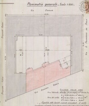 Planimetria - progetto edilizio casa conte Biandrà di Reaglie/Santonè (ASCT, PE I cat. 1908/146)