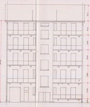 Facciata su cortile interno - progetto edilizio casa Garelli/Hendel (ASCT, PE I cat. 1909/465)