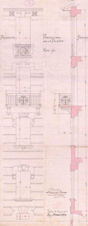 Particolare decorazione - progetto edilizio casa Audino/Premoli (ASCT, PE I cat. 1906/258)