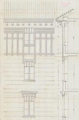 Particolare facciata - progetto edilizio casa Zorio/Frapolli (ASCT, PE I cat. 1912/306)