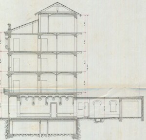 Sezione - progetto edilizio casa Florio/Velati-Bellini (ASCT, PE I cat. 1905/122)

