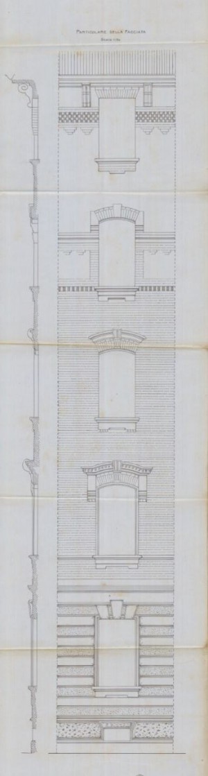 Particolare facciata-progetto edilizio casa d'Agliano/Benazzo (ASCT, PE I cat. 1904/377)