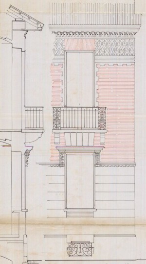 Particolare decorazione - progetto edilizio casa Cornaglia/Mollino (ASCT, PE I cat. 1908/502)