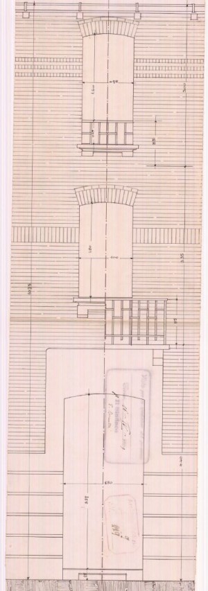Particolare facciata - progetto edilizio casa Barberis/Frapolli (ASCT, PE I cat. 1909/229)