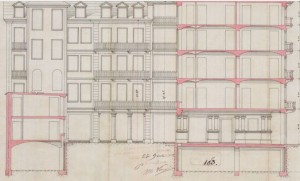 Sezione trasversale - progetto edilizio casa Dellanoce/Santonè (ASCT, PE I cat. 1900/103)