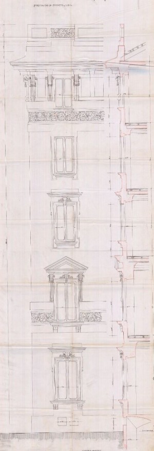 Particolare - progetto edilizio casa Besozzi/Frapolli (ASCT, PE I cat. 1909/562)