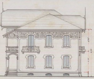 Facciata laterale - progetto edilizio casa Ostorero/Fenoglio (ASCT, PE I cat. 1900/233)