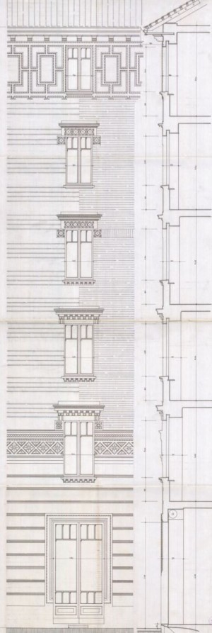 Particolare facciata - progetto edilizio Aliberti/Frapolli (ASCT, PE I cat. 1913/817)