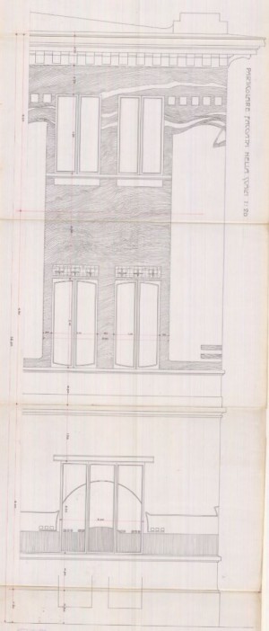 Particolare facciata - progetto edilizio casa Visconti/Bonelli (ASCT, PE I cat. 1903/374)