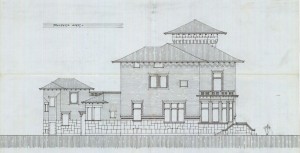 Facciata ovest - progetto edilizio Frapolli (ASCT, PE I cat. 1913/714)