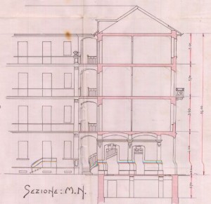 Sezione - progetto edilizio casa Audino/Premoli (ASCT, PE I cat. 1906/258)