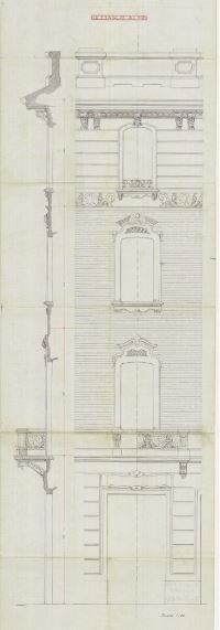 Particolare - progetto edilizio casa Florio/Velati-Bellini (ASCT, PE I cat. 1907/370)
