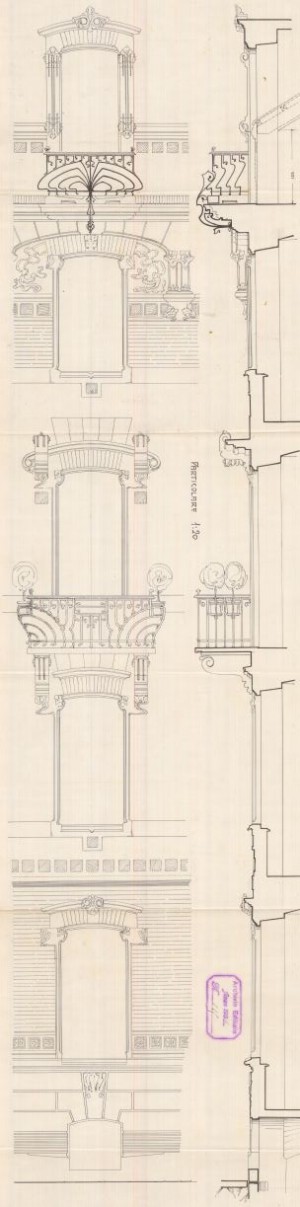 Particolare decorazione - progetto edilizio casa Gribaldo/Mollino (ASCT, PE I cat. 1906/115)