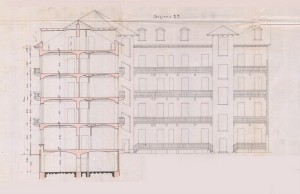 Sezione EF - progetto edilizio casa Florio/Ceresa (ASCT, PE I cat. 1910/385)