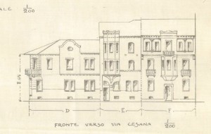 Fronte verso via Cesana - progetto edilizio casa Frapolli/Torasso (ASCT, PE I cat. 1912/1137)