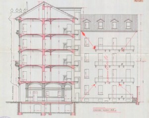 Sezione AB - progetto edilizio casa Perino/Gussoni (ASCT, PE I cat. 1912/473)