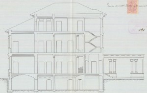 Sezione trasversale laterale - progetto edilizio casa Roveda/Vandone (ASCT, PE I cat. 1905/121)