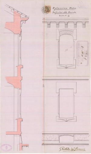 Particolare facciata - progetto edilizio palazzina Pola/Gribodo (ASCT, PE I cat. 1908/98)