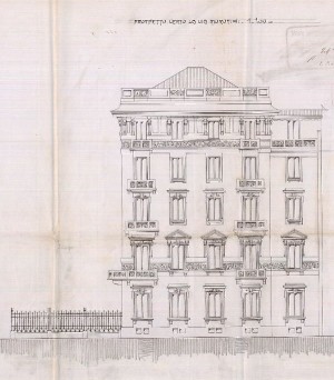 Facciata su via Morosini - progetto edilizio casa Besozzi/Frapolli (ASCT, PE I cat. 1909/562)