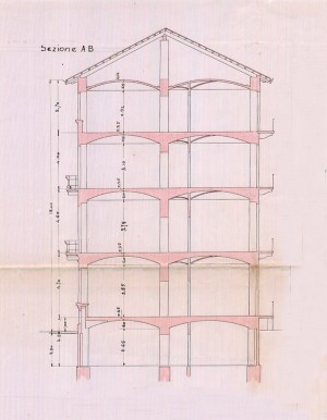 Sezione AB-progetto edilizio casa Ruggia/Ceresa (ASCT, PE I cat. 1909/381)