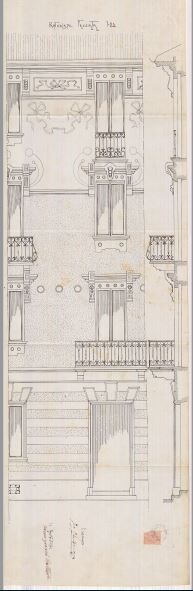 Particolare facciata-progetto edilizio casa Aime/Benazzo (ASCT, PE I cat. 1910/281)