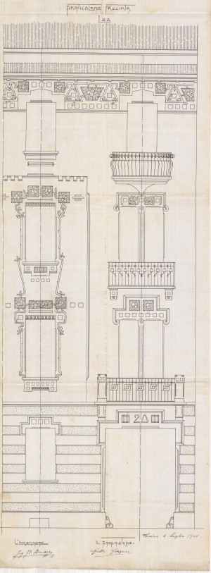 Particolare facciata - progetto edilizio casa Gatta/Benazzo (ASCT, PE I cat. 1908/495)