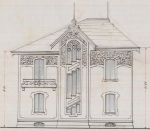 Facciata posteriore - progetto edilizio casa Ostorero/Fenoglio (ASCT, PE I cat. 1900/233)