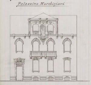 Facciata - progetto edilizio casa Marchigiani/Gribodo (ASCT, PE I cat. 1908/130)