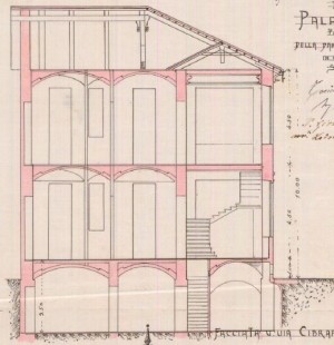 Sezione - progetto edilizio casa Giordanino/Saccarelli (ASCT, PE I cat. 1906/305)