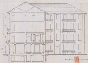 Sezione laterale - progetto edilizio casa Maffei/Vandone (ASCT, PE I cat. 1904/338)