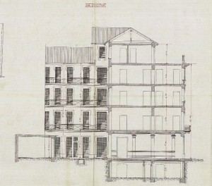 Sezione - progetto edilizio casa Florio/Velati-Bellini (ASCT, PE I cat. 1907/370)