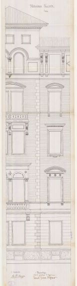 Particolare facciata-progetto edilizio casa d'Agliano/Benazzo (ASCT, PE I cat. 1908/241)

