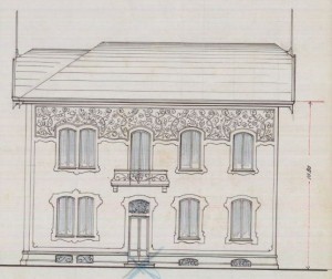 Facciata laterale - progetto edilizio casa Ostorero/Fenoglio (ASCT, PE I cat. 1900/233)