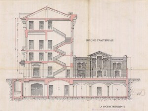 Sezione trasversale - progetto edilizio palazzo Società Anonima di Elettricità Alta Italia/Beria (ASCT, PE I cat. 1901/121)