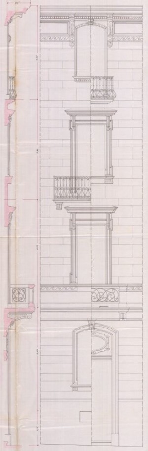 Particolare decorazione - progetto edilizio casa Riccio/Velati-Bellini (ASCT, PE I cat. 1904/78)