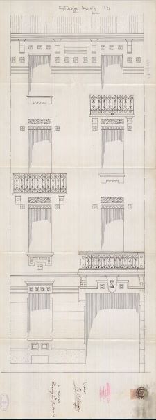Particolare facciata-progetto edilizio casa Comoglio/Benazzo (ASCT, PE I cat. 1910/228)