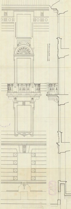 Particolare decorazione - progetto edilizio casa Cornaglia/Mollino (ASCT, PE I cat. 1905/272)