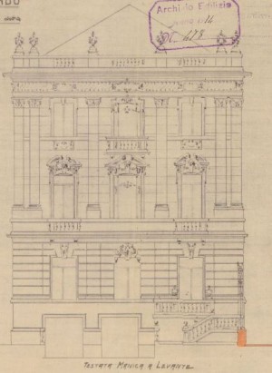 Facciata a levante - progetto edilizio Belmondo/Momo (ASCT, PE I cat. 1914/478)