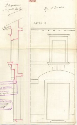 Particolare lotto C - progetto edilizio casa Frapolli/Torasso (ASCT, PE I cat. 1912/1137)